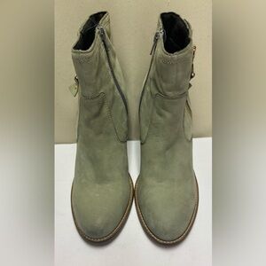 ALDO Green-Gray Leather Zip High Heel Ankle Boots Womens Size 9